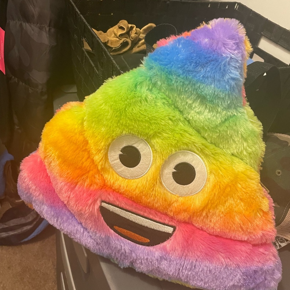 Rainbow Plush poop Emoji backpack/ bag rainbow poop emoji bag By Emoji.